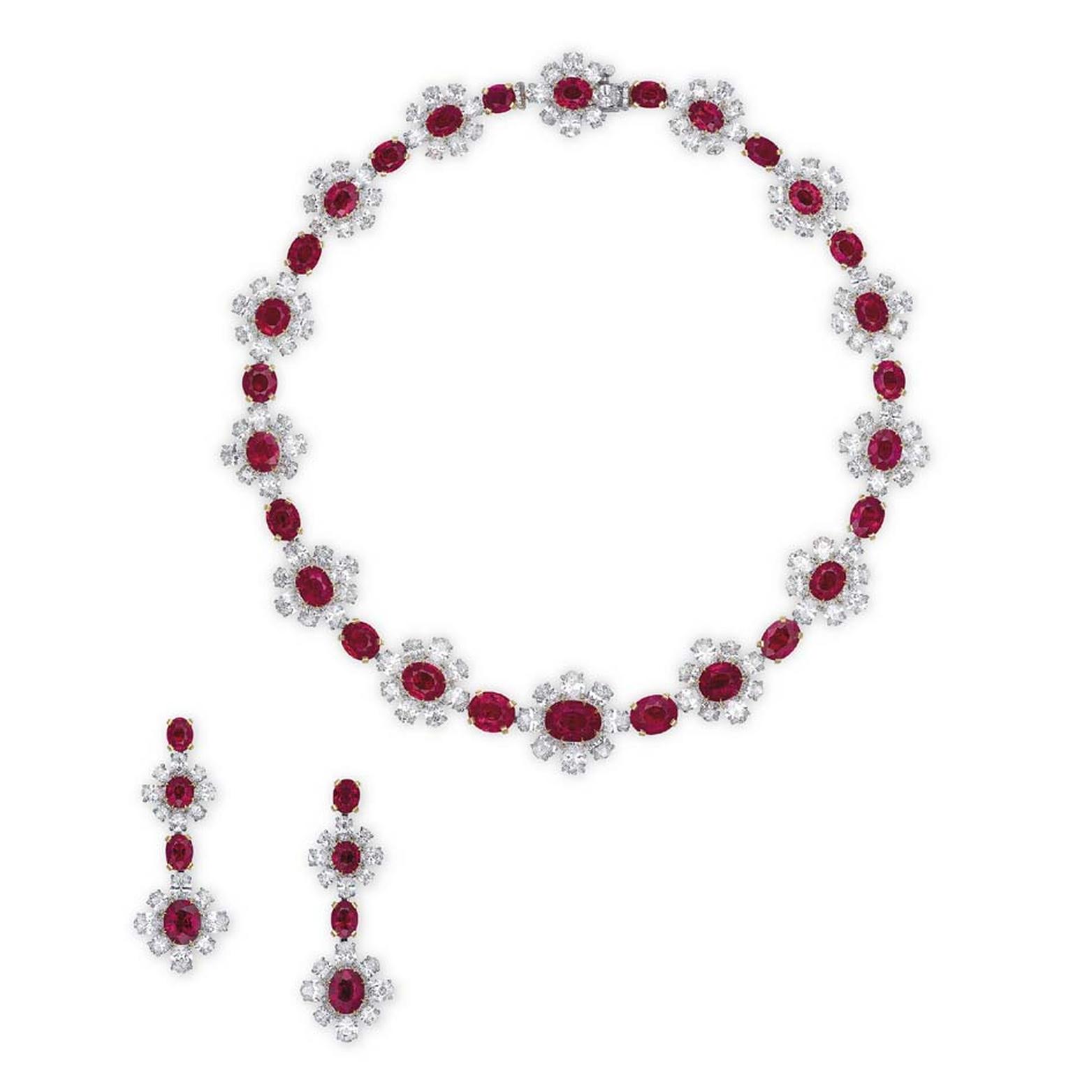 Burmese pigeon’s blood red ruby and diamond jewellery by James W. Currens for Faidee (estimate: US$4-6.25 million)