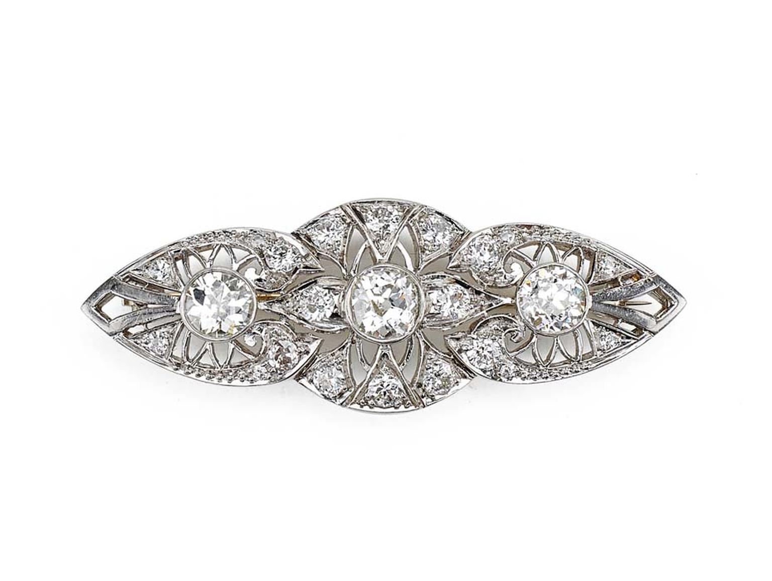 1890s antique platinum and diamond brooch, available at Latest Revival