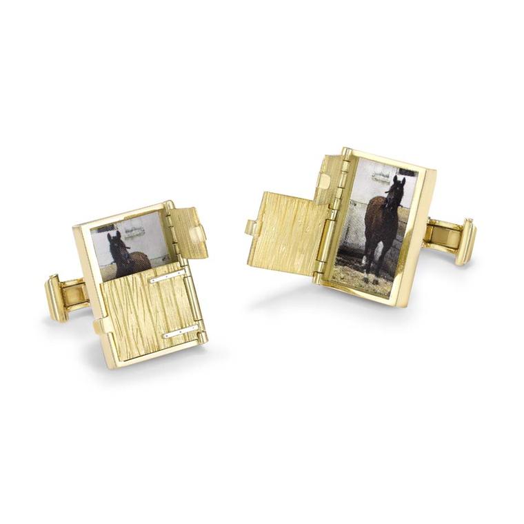 Theo Fennell gold Stable Door cufflinks, handcrafted in London.