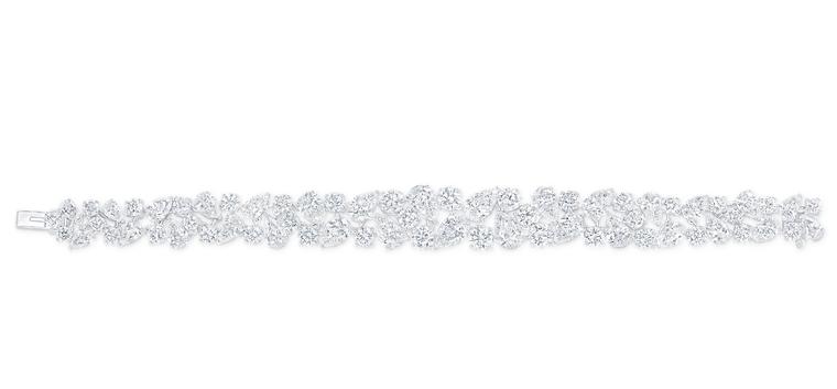 Graff Rhythm collection platinum bracelet featuring brilliant, pear and marquise-shaped diamonds