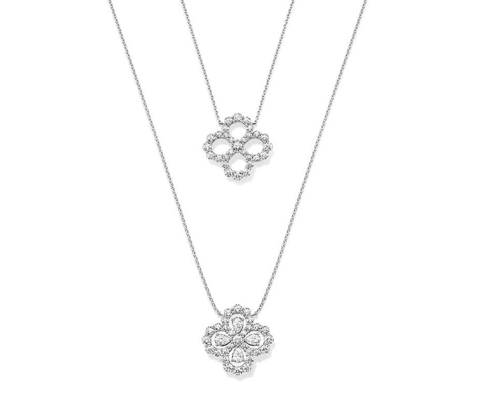 Harry Winston platinum Diamond Loop collection pendants in platinum with or without diamonds within the teardrop motif