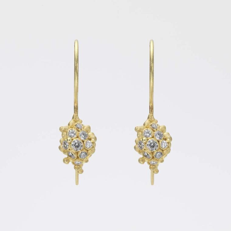 Ruth Tomlinson yellow gold and diamond Cluster drop earrings (£1,250)