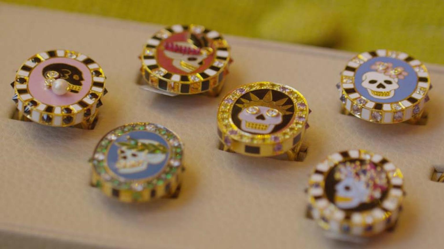 Holly Dyment's enamel set of rings for each day of the week.