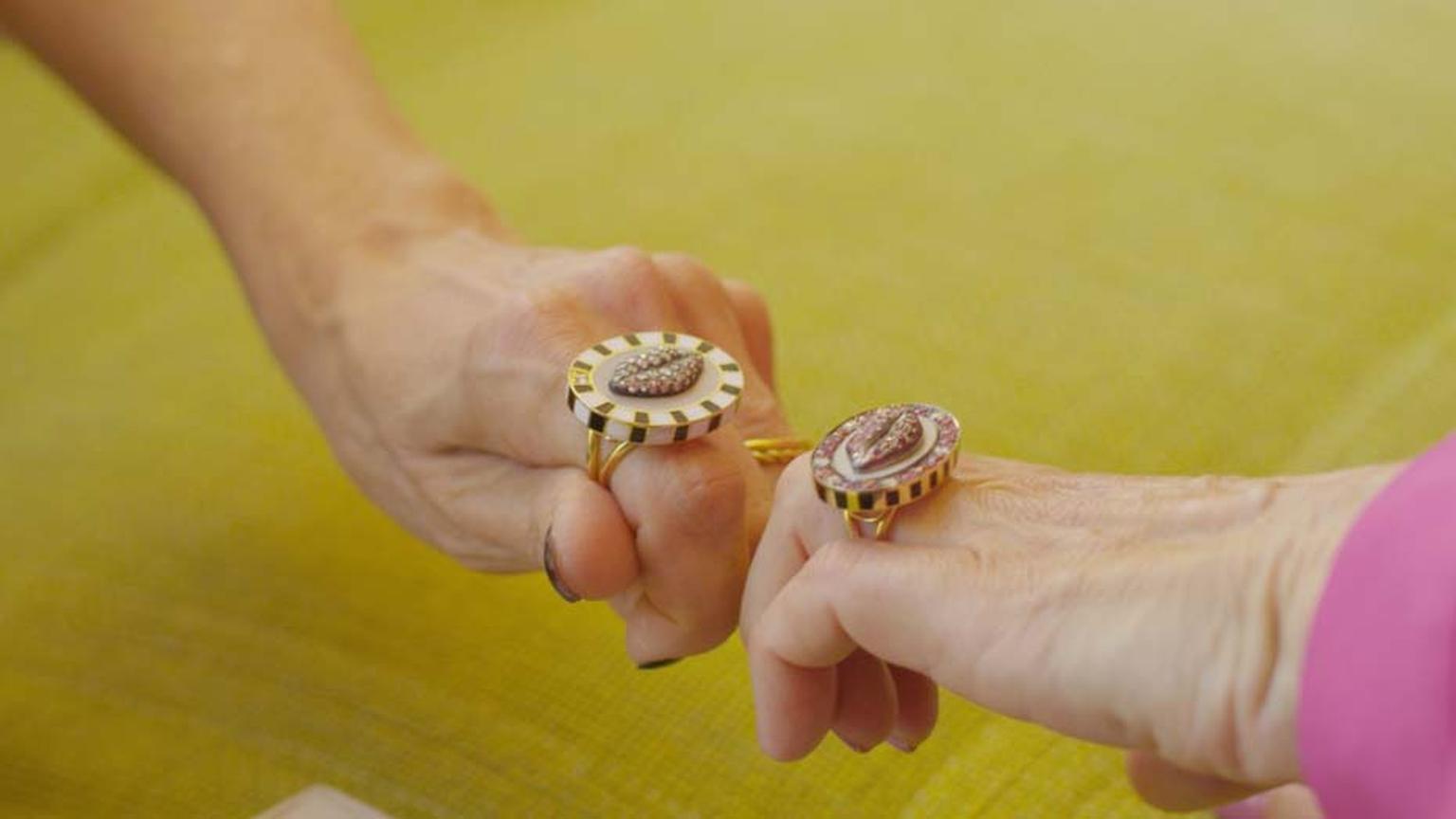 Holly Dyment's enamel set of rings for each day of the week.