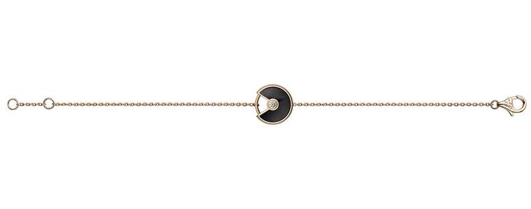 Amulette de Cartier pink gold bracelet with onyx surrounding a brilliant-cut diamond