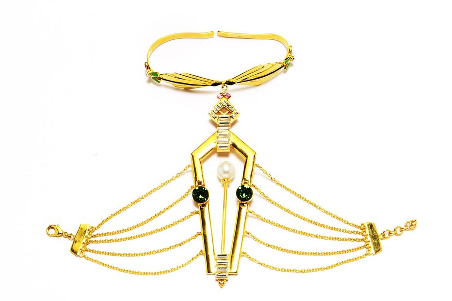 Manish Arora for Amrapali Bruna Low enamelled hand jewel.