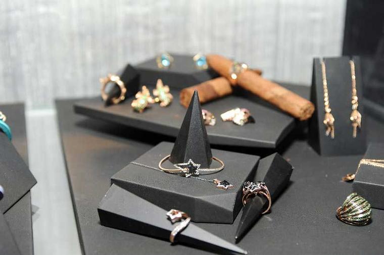 Tomasz Donocik's jewels on display at the Rock Vault pop-up boutique at Stephen Webster's LA boutique.