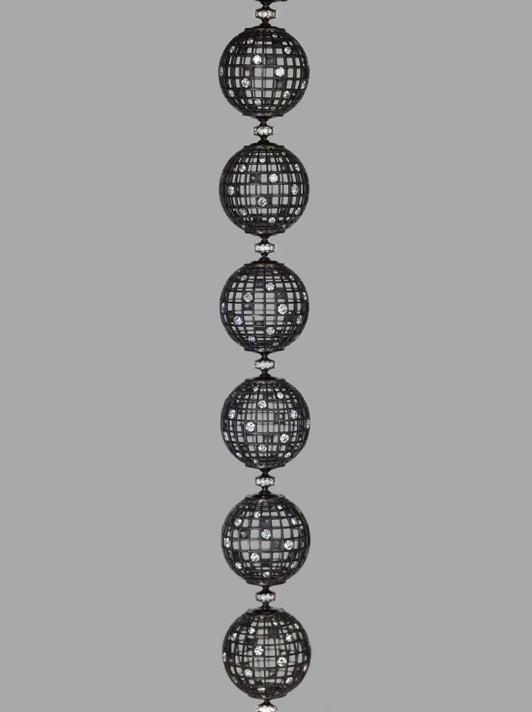 Roule & Co Star Dust Globe bracelet in blackened white gold and white diamonds.