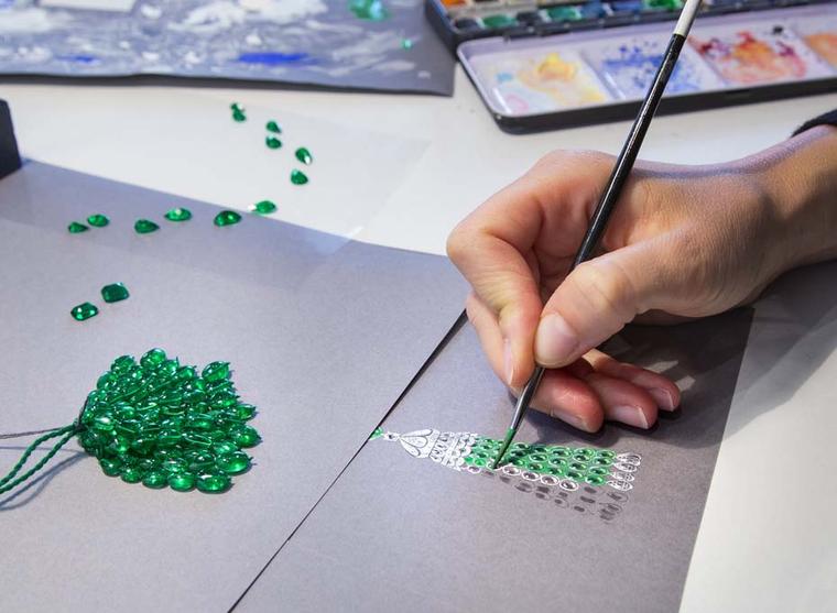 The Graff jewellery design process for each piece to be showcased at the Paris Biennale 2014 begins with detailed sketches.