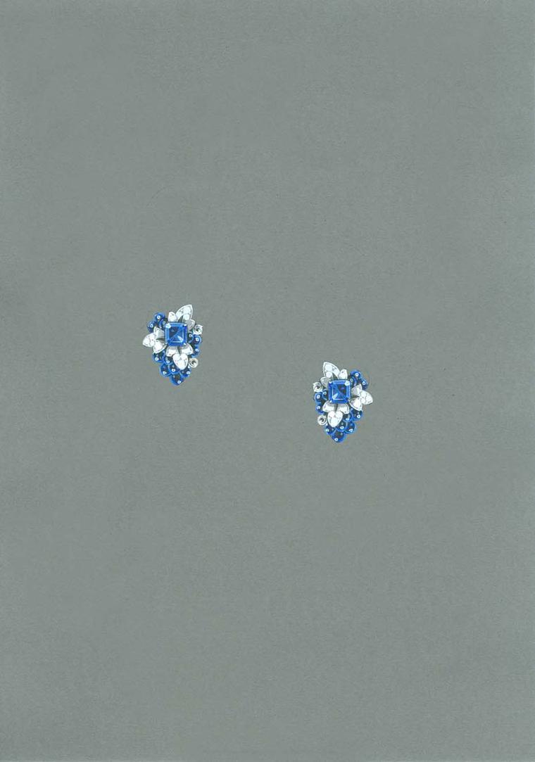 Graff earrings with sapphires and diamond pavé.