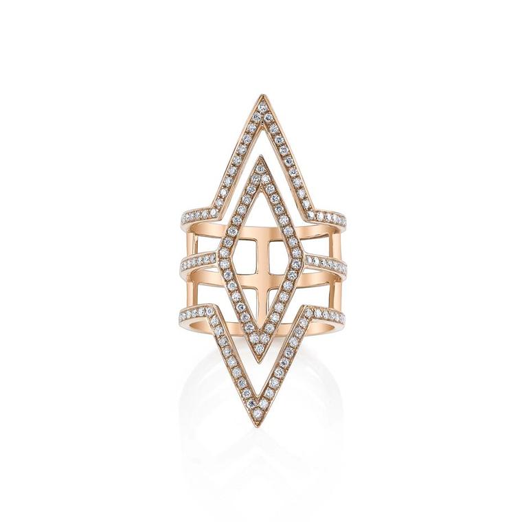 Anita Ko Triangle ring in rose gold and diamonds.