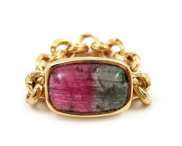 K. Brunini Chains of Love Twig ring in rose gold with a 7.20ct bi-colour tourmaline ($5,580).