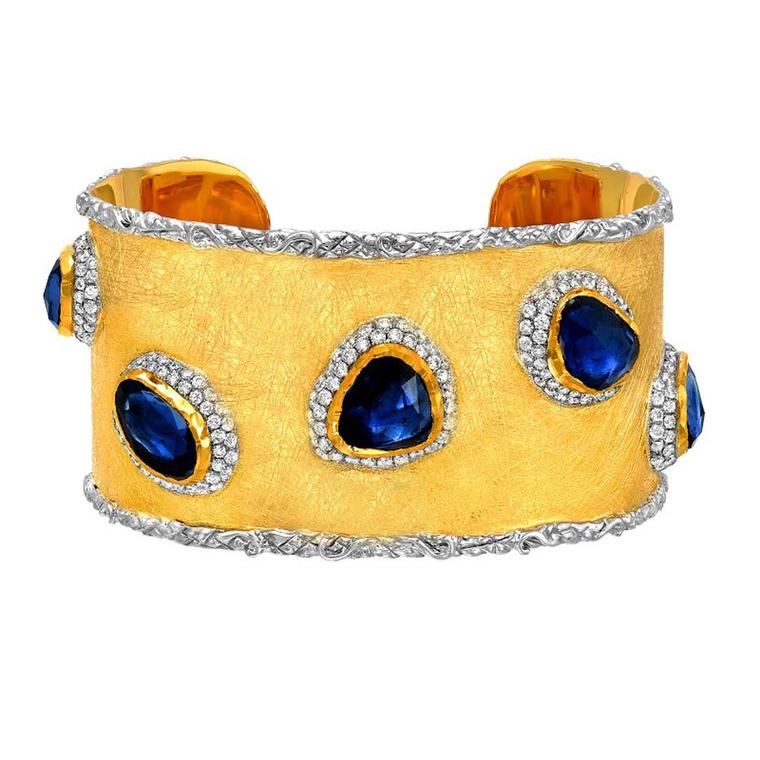 Victor Velyan gold bracelet with 15.43ct blue sapphires and diamonds.