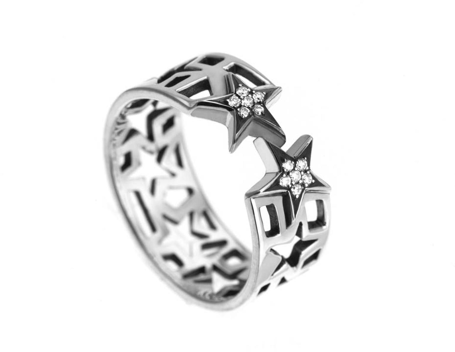 Azza Fahmy for Matthew Williamson sterling silver Star Diamond ring.