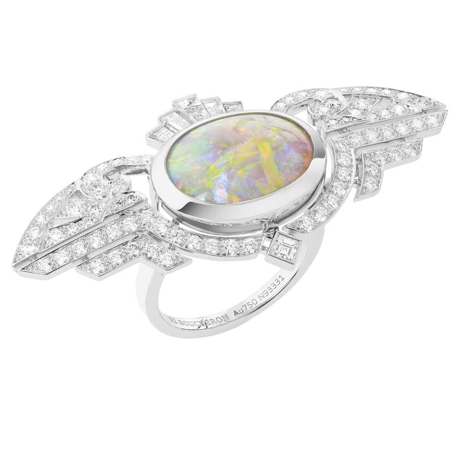 Boucheron Indian Palace opal and diamond ring, inspired by the coloured pools of water found within Indian Palaces.