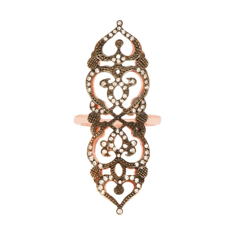 Sabine G Relic collection rose gold Medieval diamond ring.