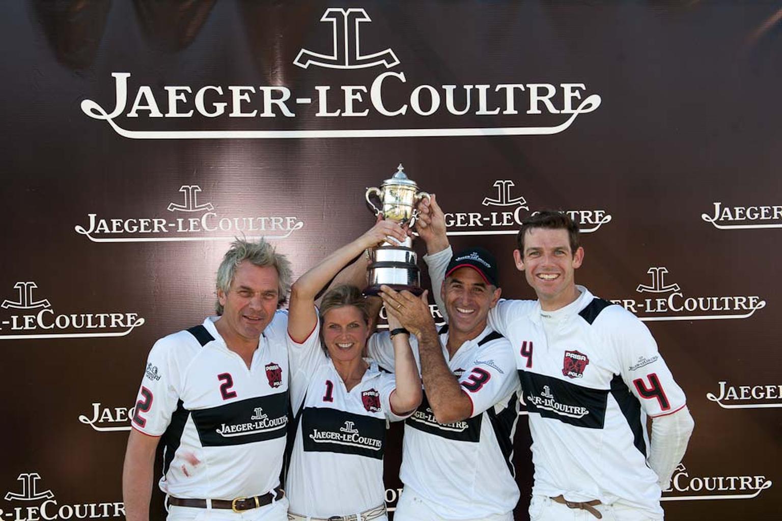 Clare Milford Haven alongside her teammates. Clare is now in her tenth year as captain of the mixed UK polo team, which is sponsored by Jaeger-LeCoultre.