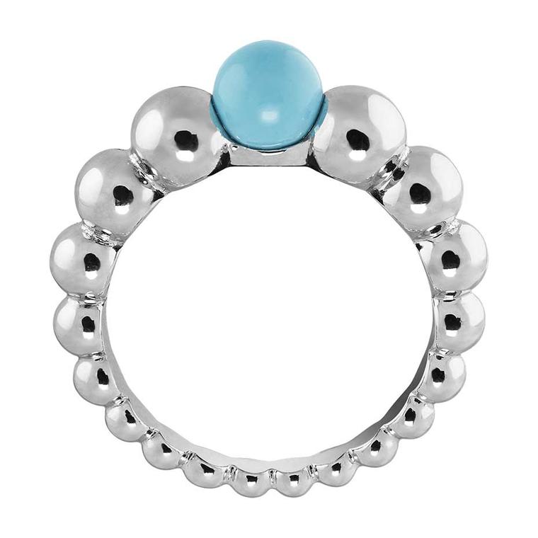 Van Cleef & Arpels Perlée Couleur ring in white gold with turquoise.