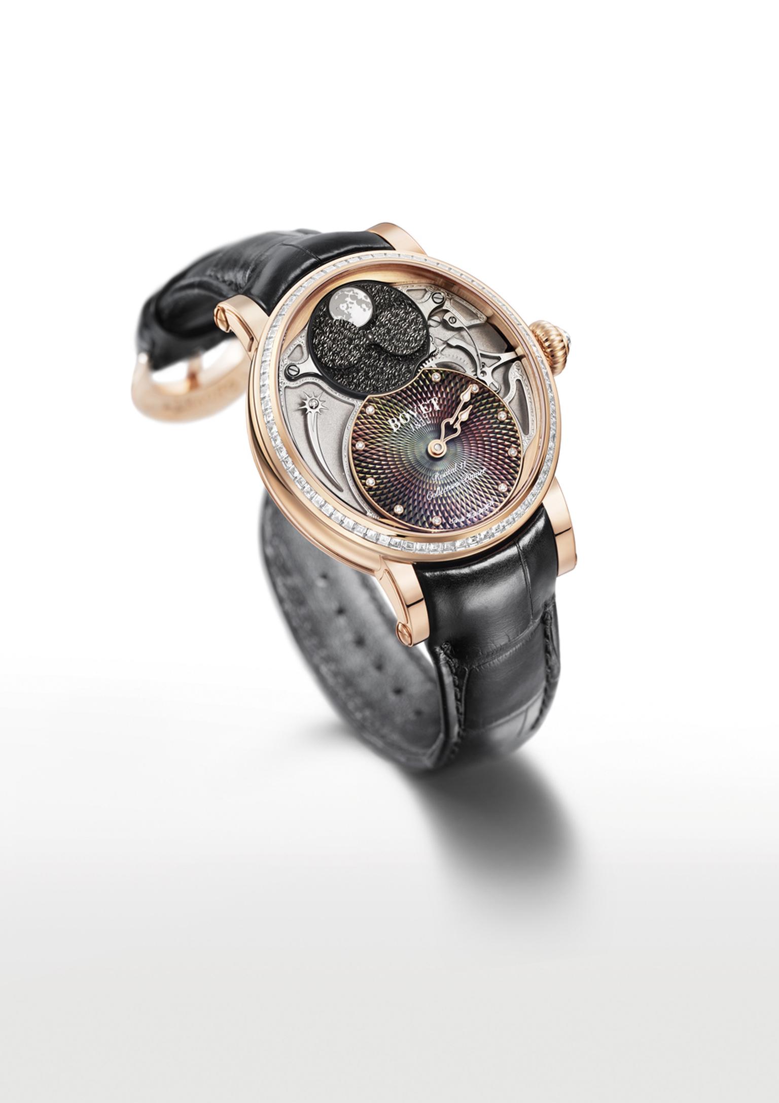 Bovet's Recital 11 Miss Alexandra watch features unusual-shaped hour and minute hands that form a heart once an hour when they meet.