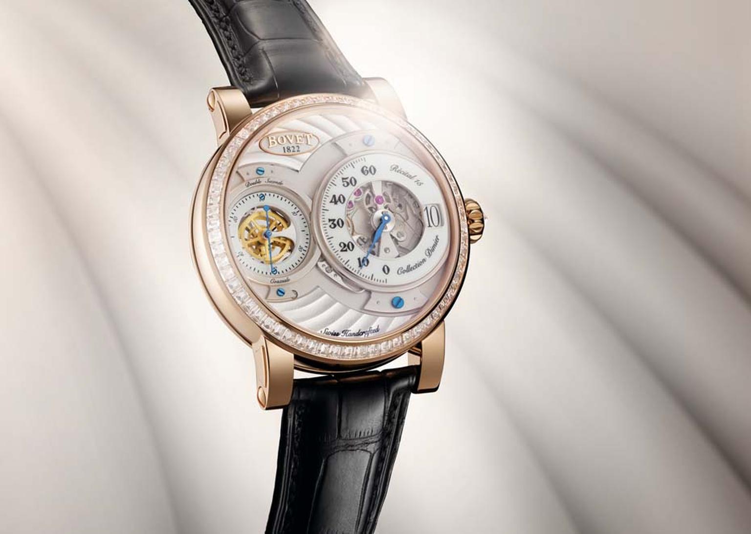 Bovet Recital 15 currently houses the Virtuoso 2, Bovet's in-house crafted calibre with a five-day power reserve.