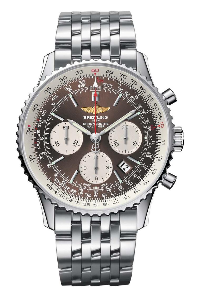 Breitling's limited-edition Navitimer PanAmerican pilot chronograph features a new brown dial and in-house movement. It remains true to the original 1953 model, with an inner slide rule bezel that offers a plethora of calculation possibilities, including 