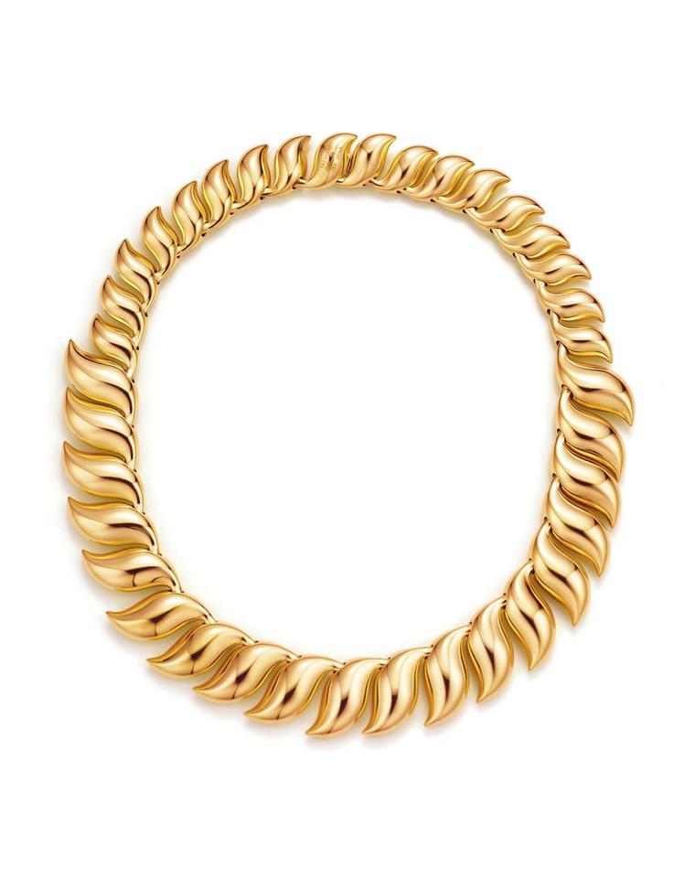 Elsa Peretti for Tiffany Feather necklace in yellow gold.