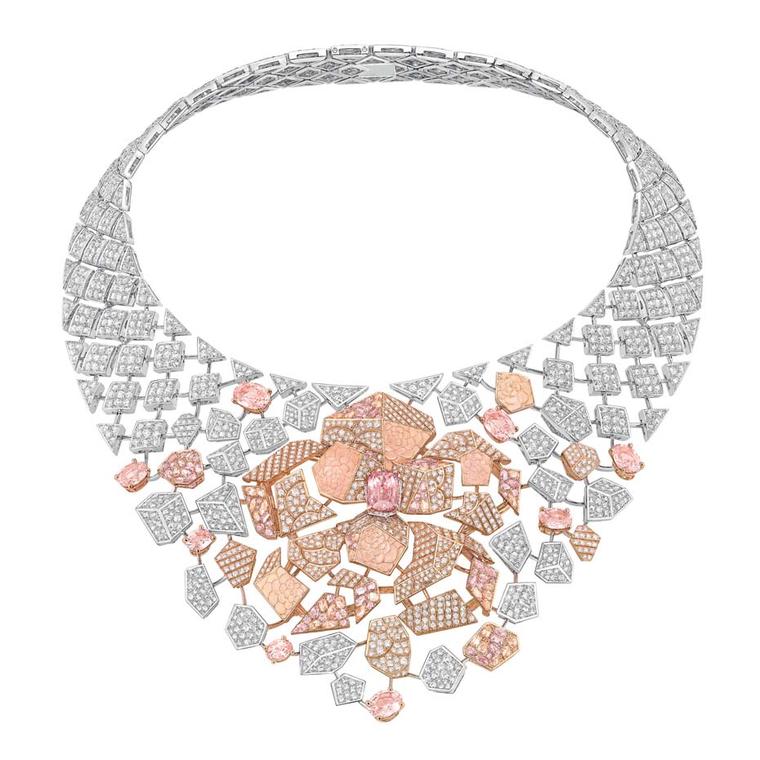 Chanel Café Society Sunset necklace set with padparadscha sapphires