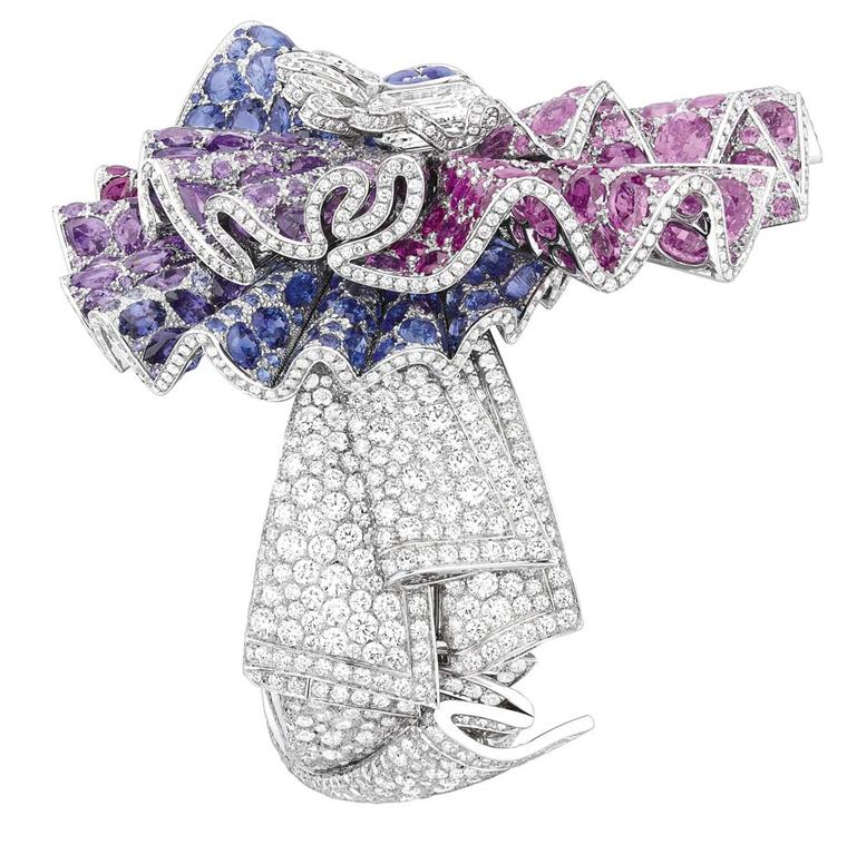 Dior Ailée Diamant bracelet in white gold, with diamonds, purple and pink sapphires and rubies.