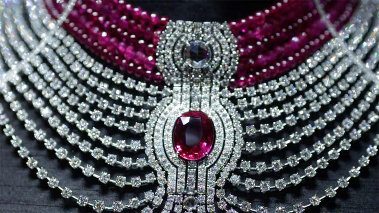 Cartier's interchangeable ruby and diamond choker featuring a 15ct ruby.