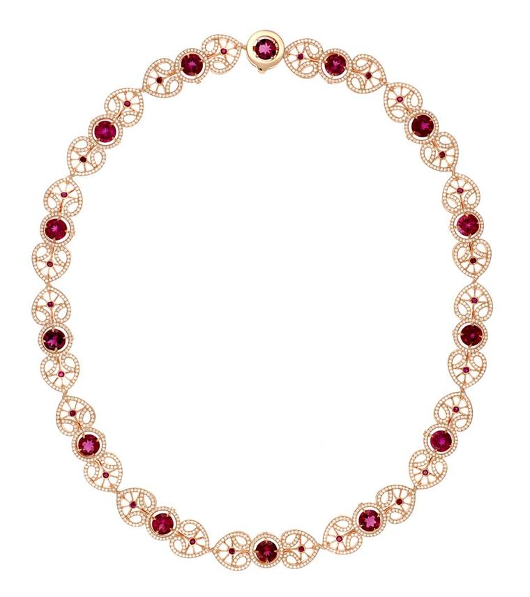 Chopard Red Carpet Collection necklace featuring rubellites, rubies and diamonds set in rose gold (£POA).