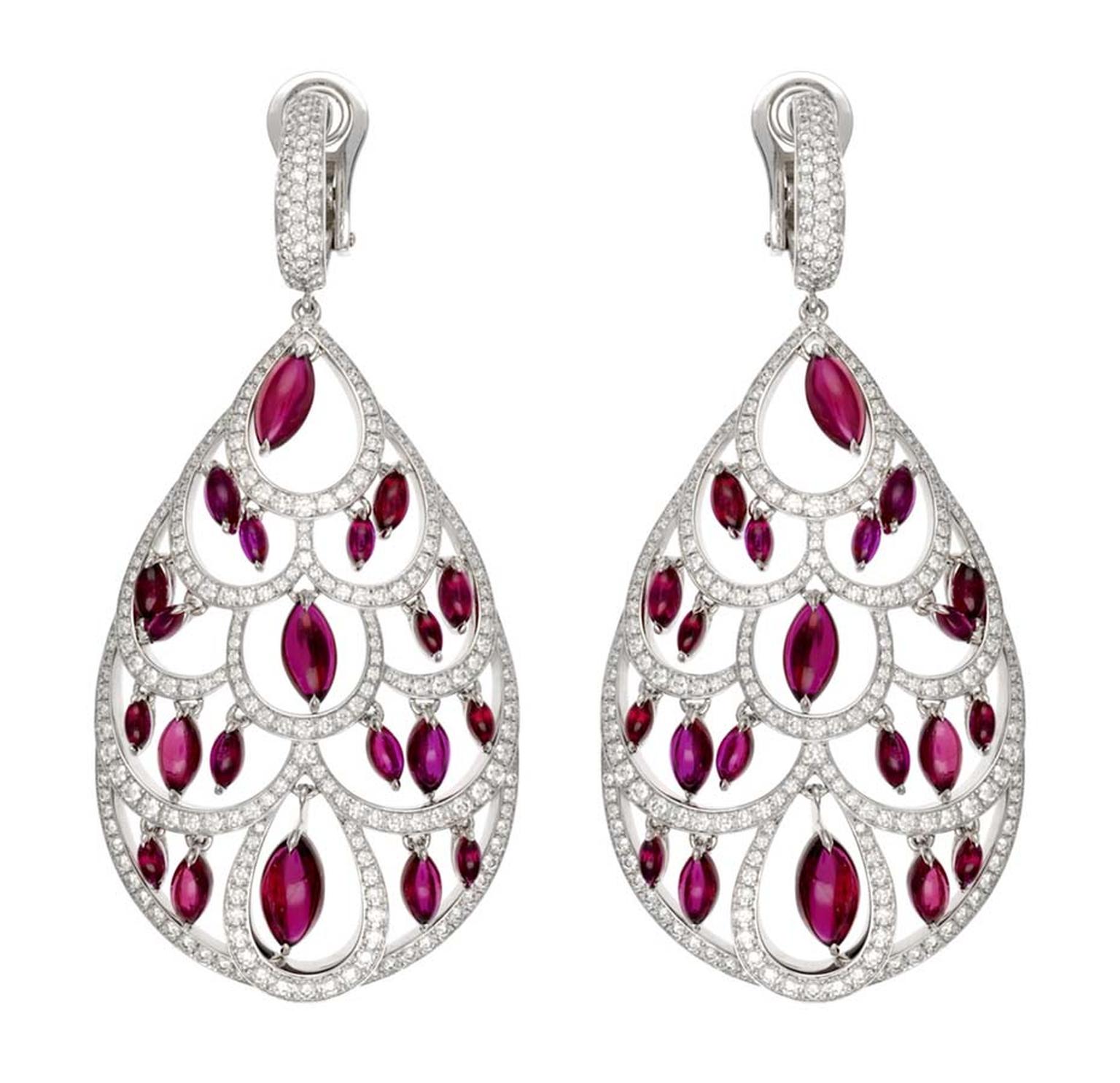 Chopard Red Carpet Collection earrings with cabochon rubies surrounded by diamonds, set in white gold (£POA).
