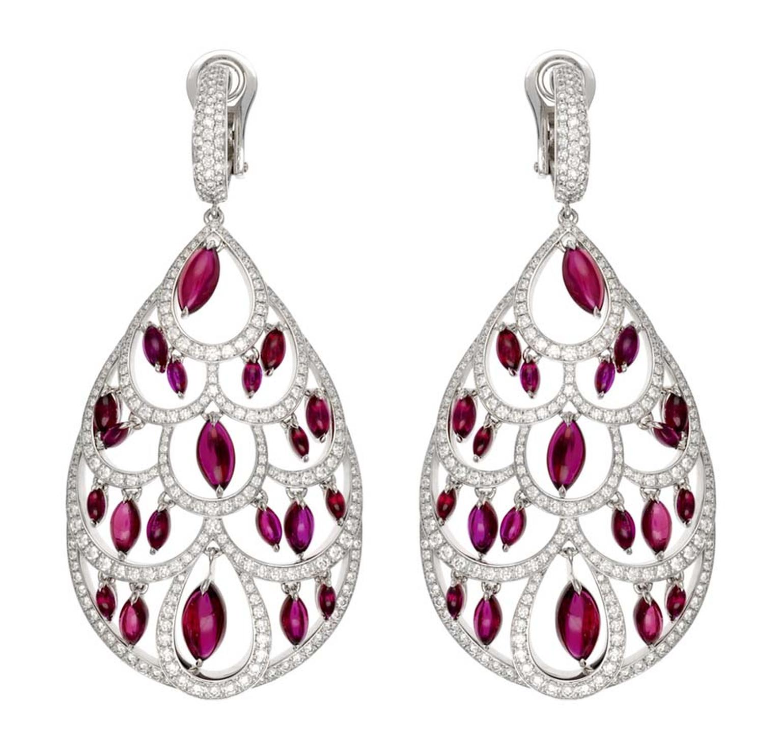 Chopard Red Carpet Collection earrings with cabochon rubies surrounded by diamonds, set in white gold (£POA).