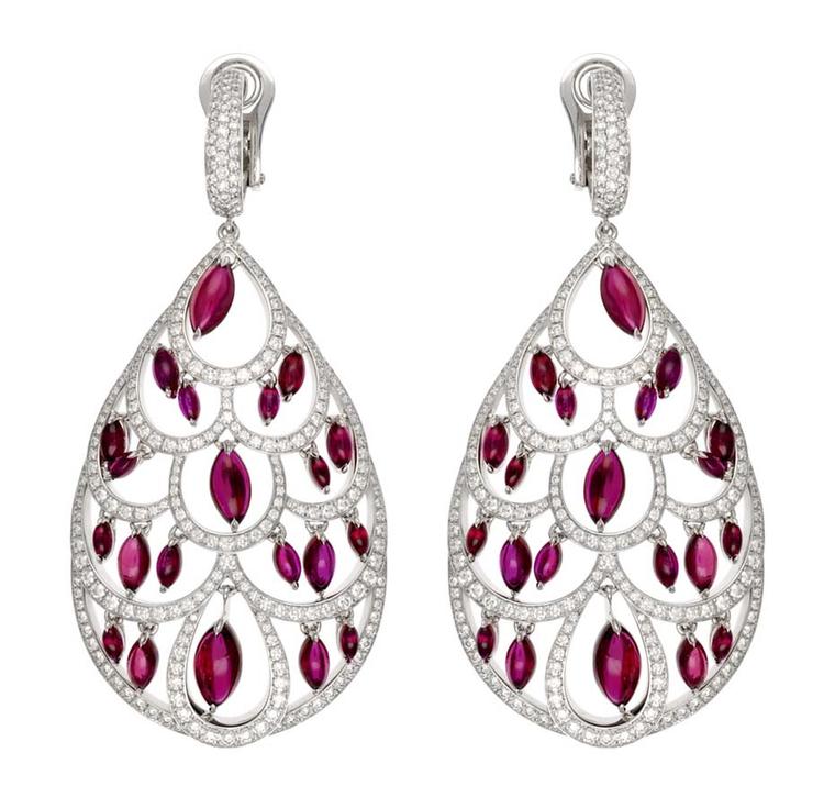 Chopard Red Carpet Collection earrings with cabochon rubies surrounded by diamonds, set in white gold (£POA).