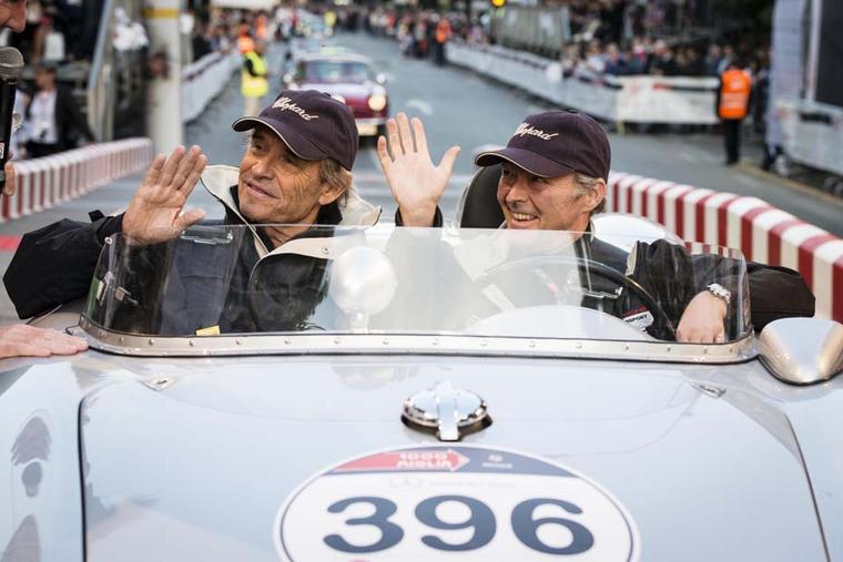 This year, owner of Chopard, Karl Scheufele III, and his good friend, the racing car phenomenon Jacky Ickx, took turns at the wheel of a Porsche 550A Spyder RS during the Mille Miglia.