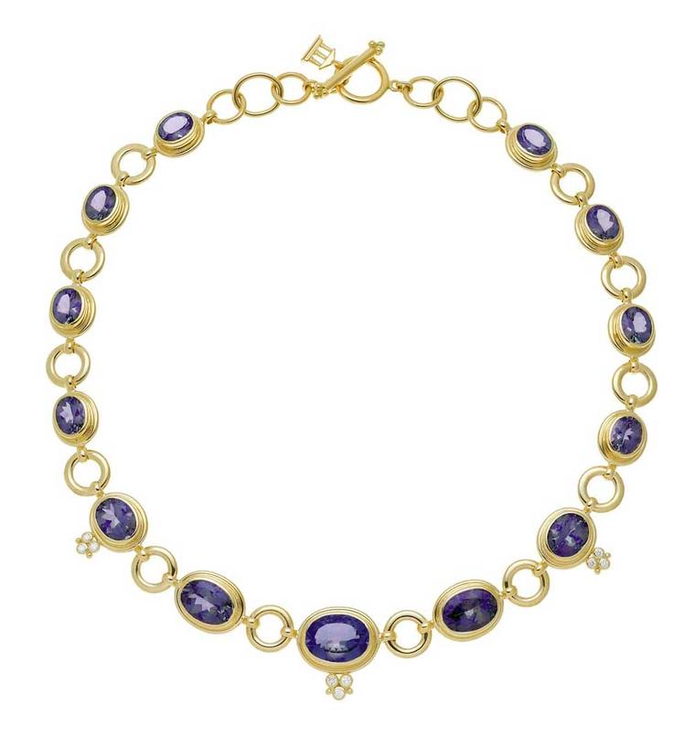 Temple St. Clair gold Classic necklace featuring diamonds and faceted tanzanite.