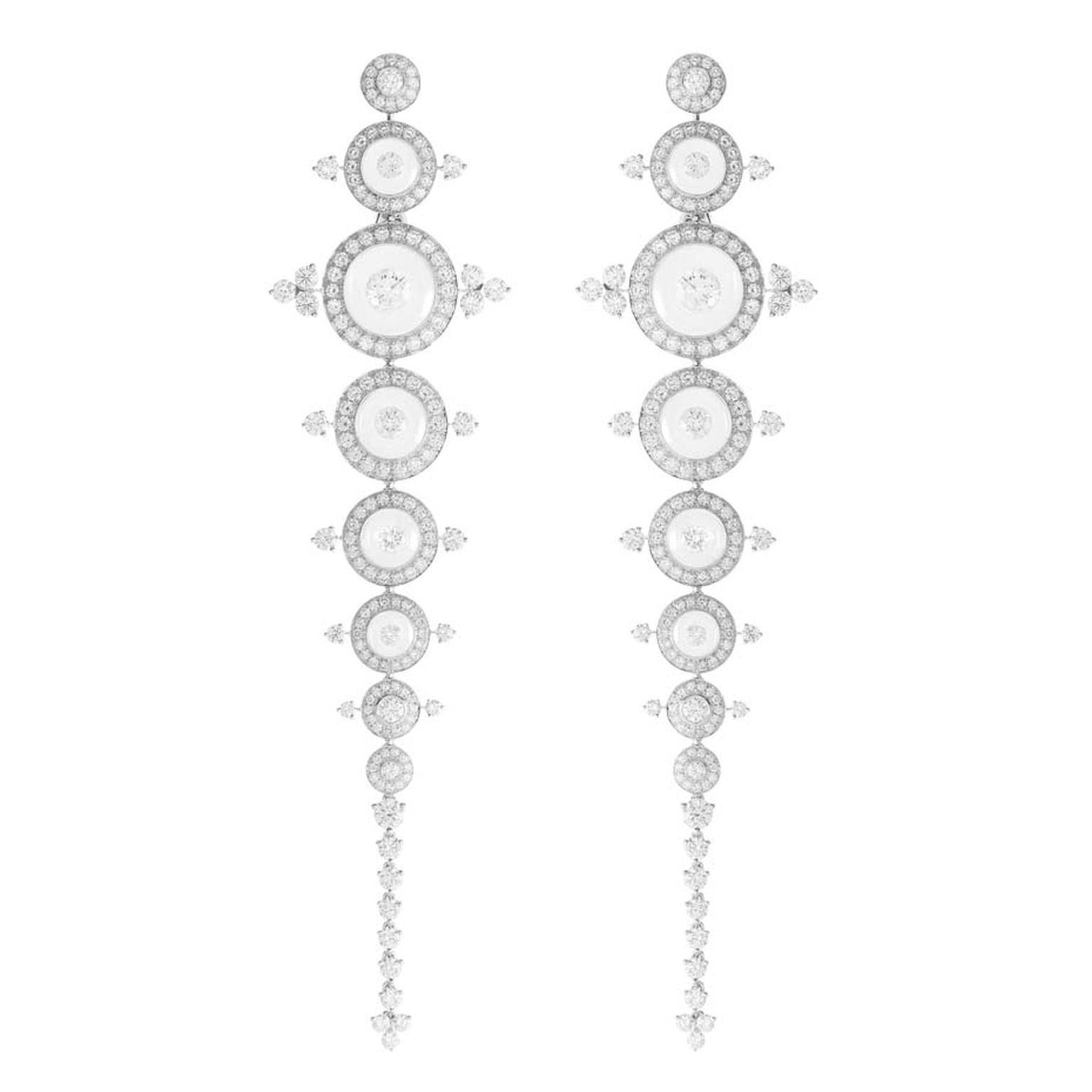 Boucheron Rives du Japan Ricochet earrings with rock crystal and diamonds.