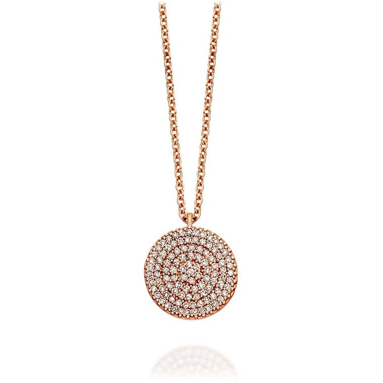 Astley Clarke Muse collection Icon necklace in rose gold with silver grey diamonds.