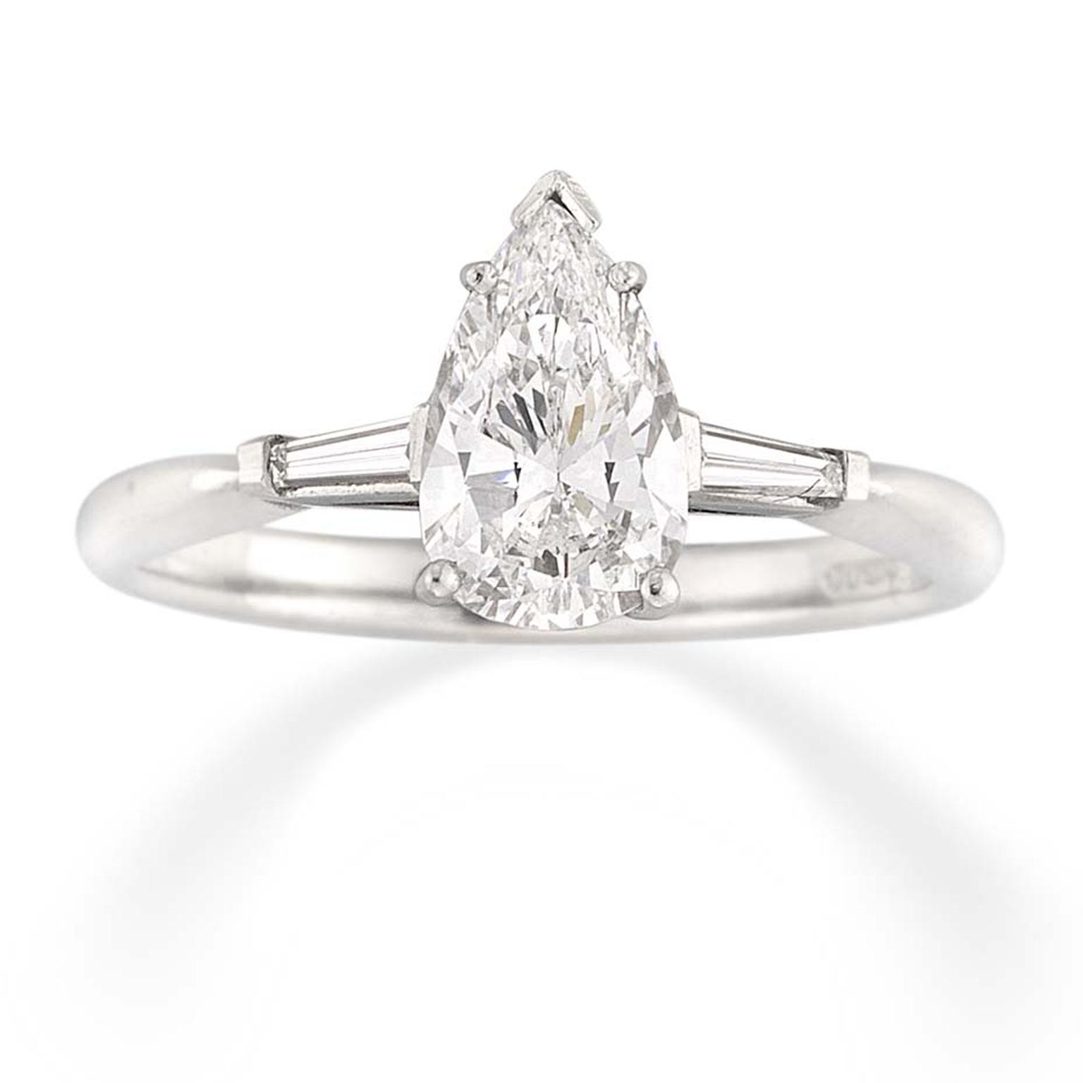 Bentley & Skinner single pear-cut diamond ring (£16,750.00).