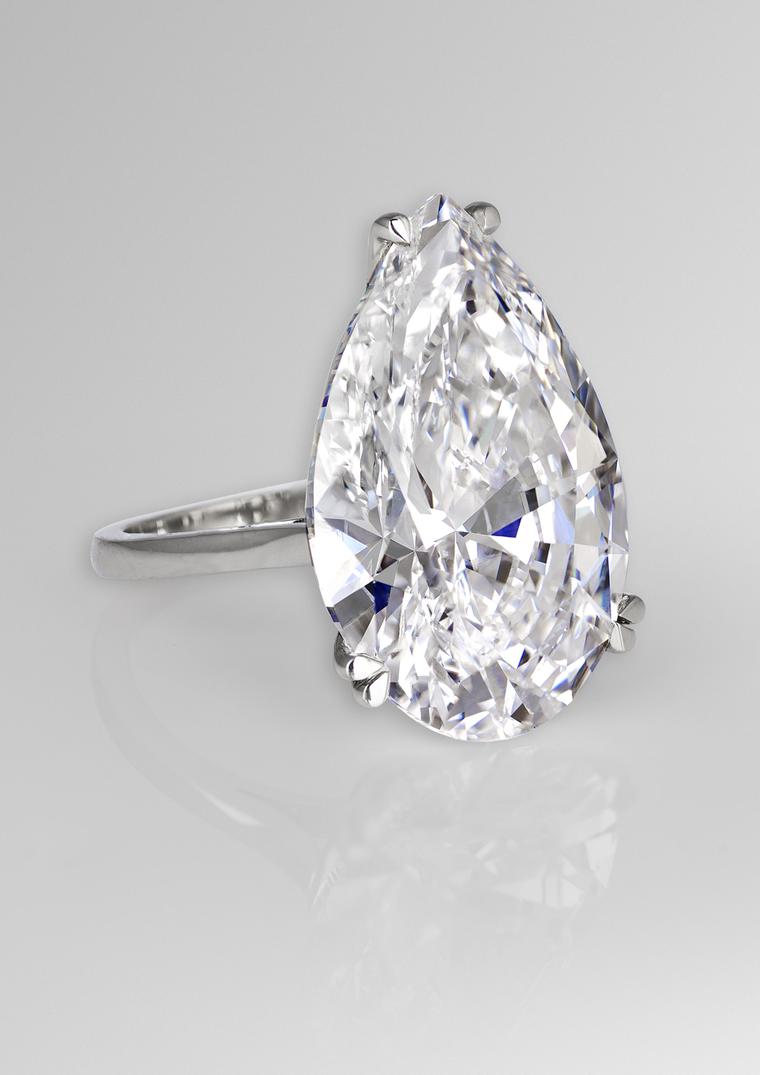 David Morris 22.22ct pear-cut diamond engagement ring.