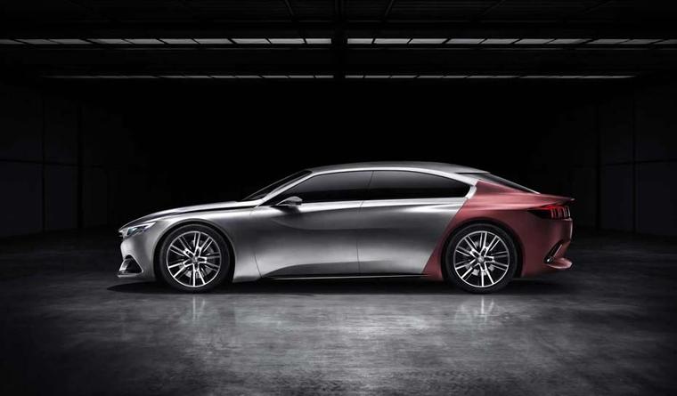Each concept car, including the pictured Peugeot Exalt, will be paired with a fashion designer, who has created an outfit that will be modelled alongside the automobile during the parade.