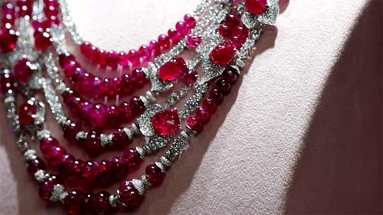 David Morris pigeon blood ruby and diamond necklace.