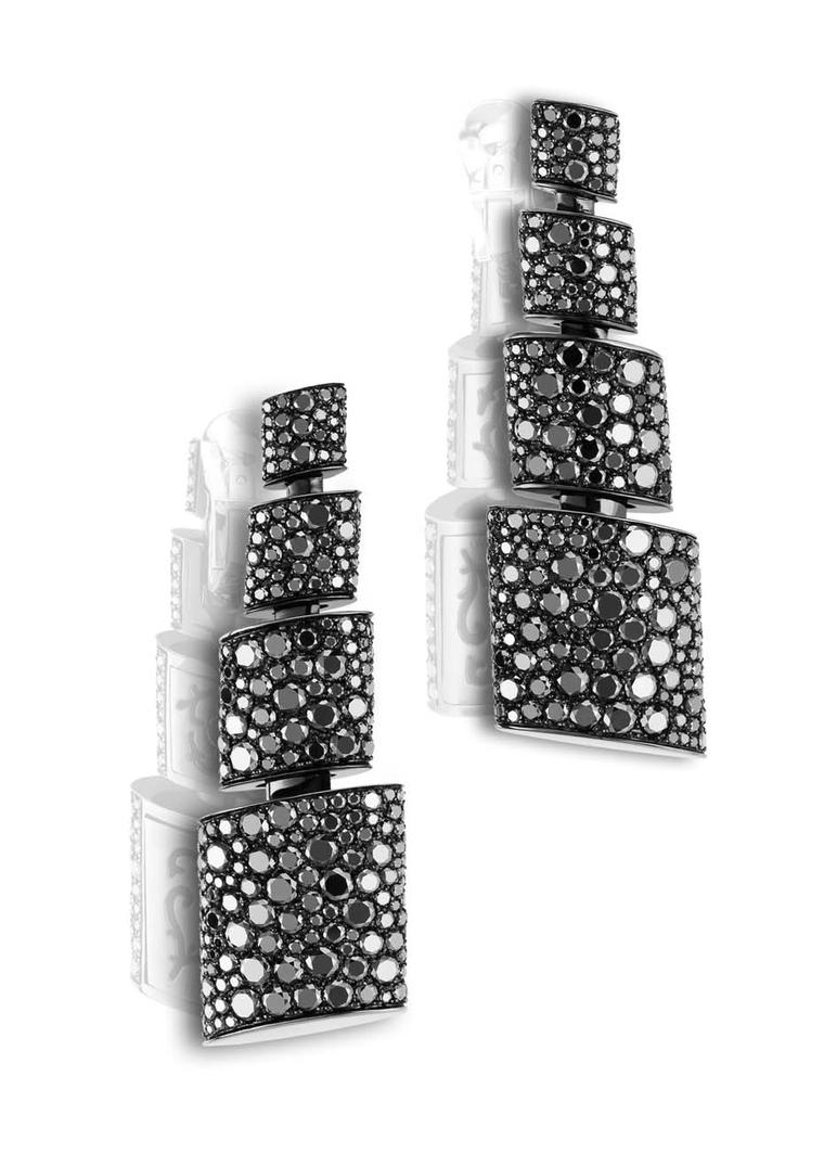 De GRISOGONO Tubetto collection black diamond earrings.