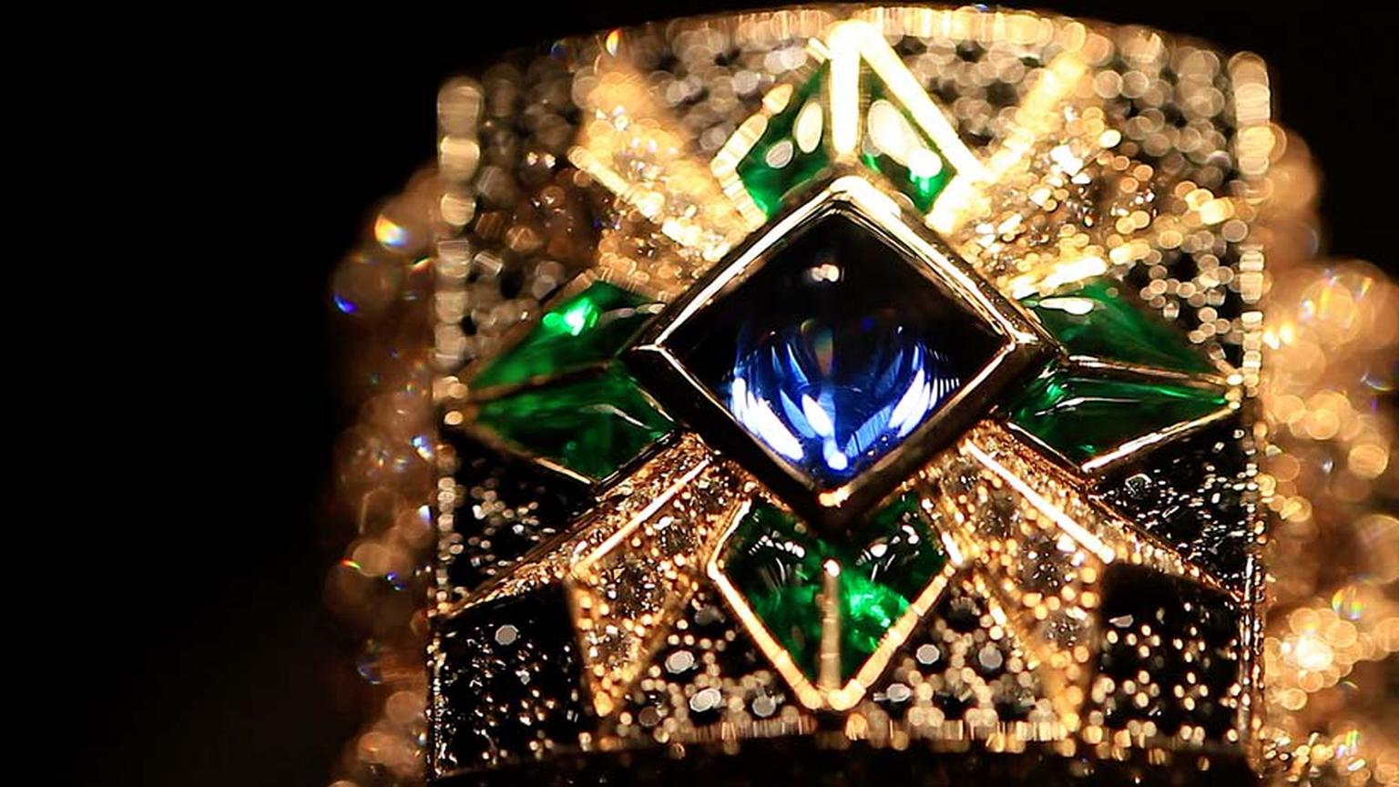 Giampiero Bodino Rosa dei Venti choker with a diamond-encrusted chain featuring coloured gemstones.