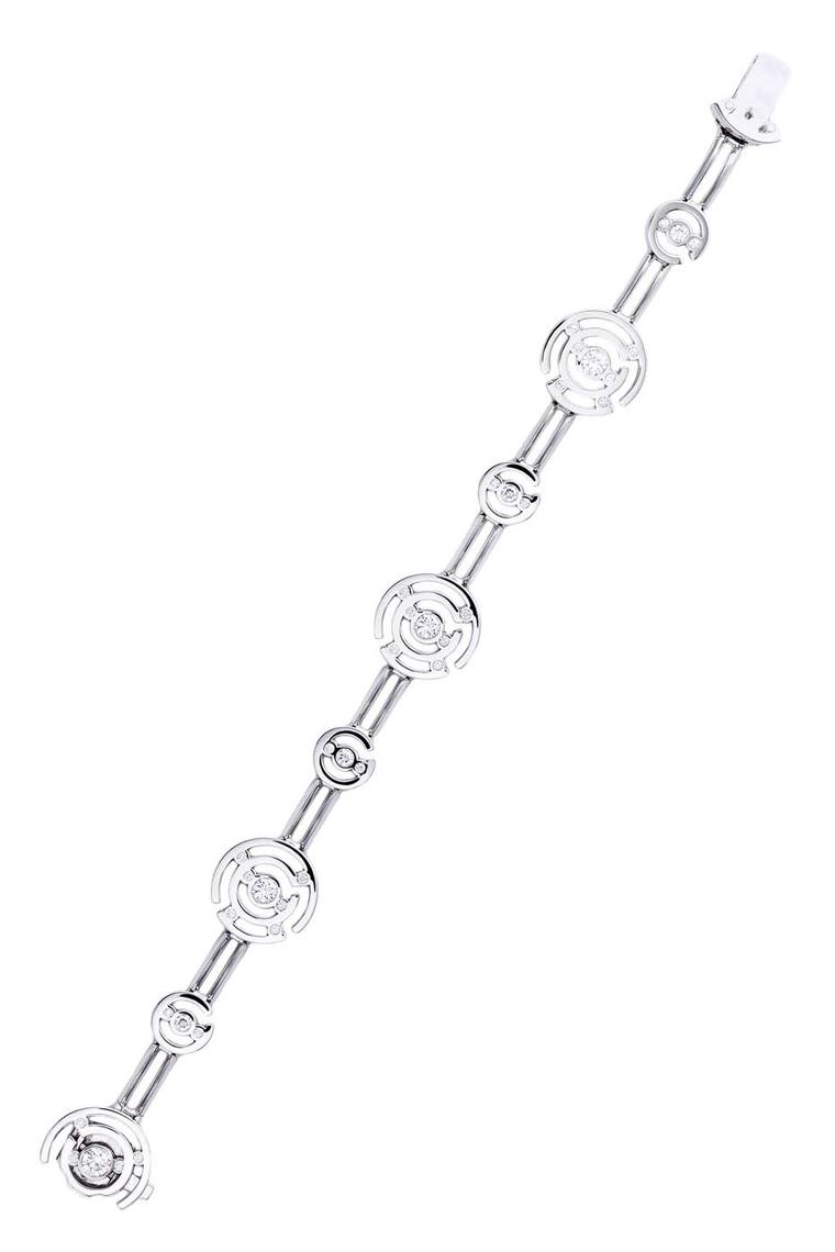 Boodles Maze collection diamond bracelet in white gold.