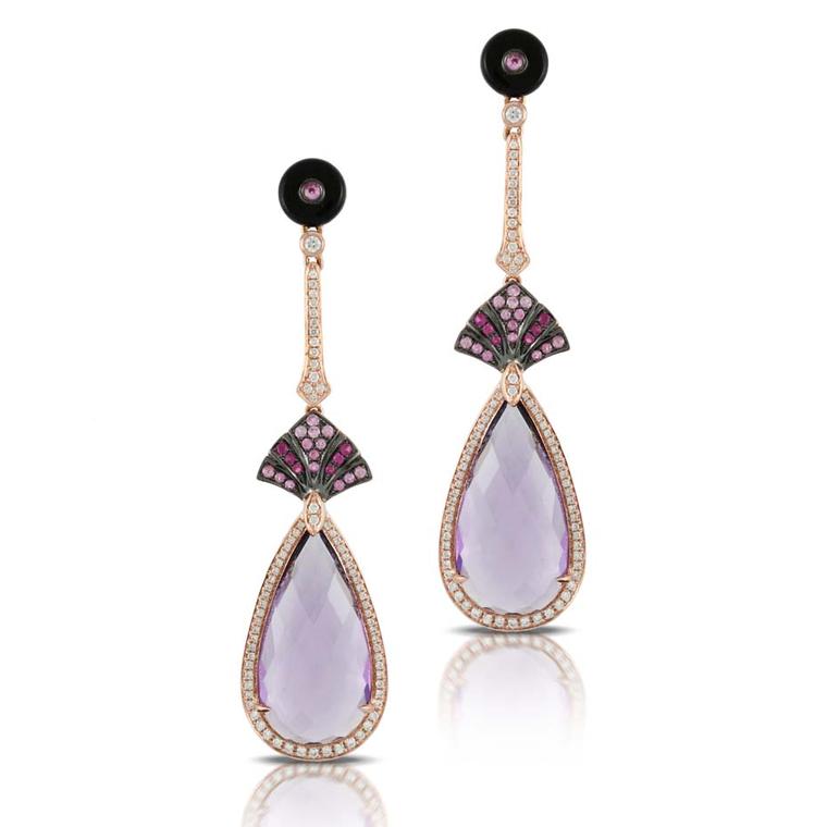 Doron Paloma's amethyst and mother-of-pearl Dove earrings, as worn by Halle Berry to the 66th Annual Emmy Awards.