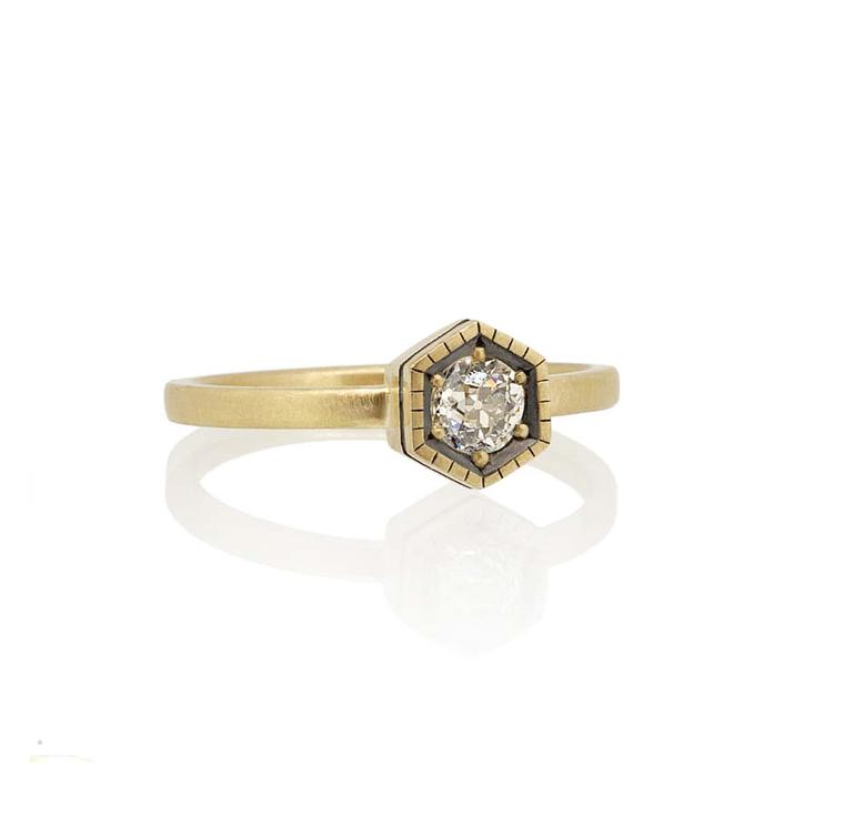 Amanda Li Hope's Hexagon ring, created using a diamond from the client's grandmother's brooch.