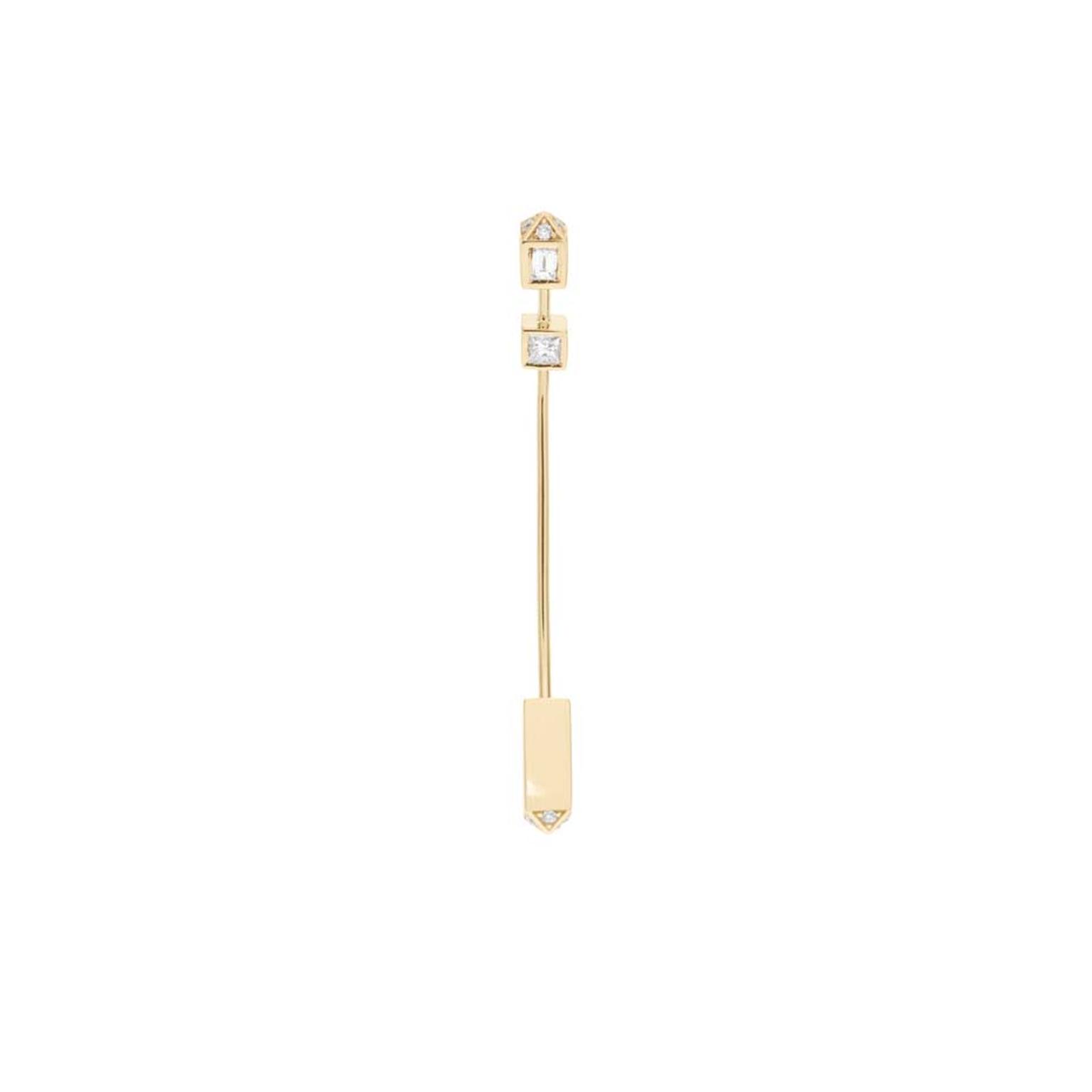 Sophie Bille Brahe's collection of jewels, created exclusively for DSM, is inspired by the retail emporium and includes these industrial-style earrings with diamonds.