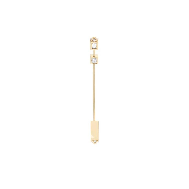 Sophie Bille Brahe's collection of jewels, created exclusively for DSM, is inspired by the retail emporium and includes these industrial-style earrings with diamonds.