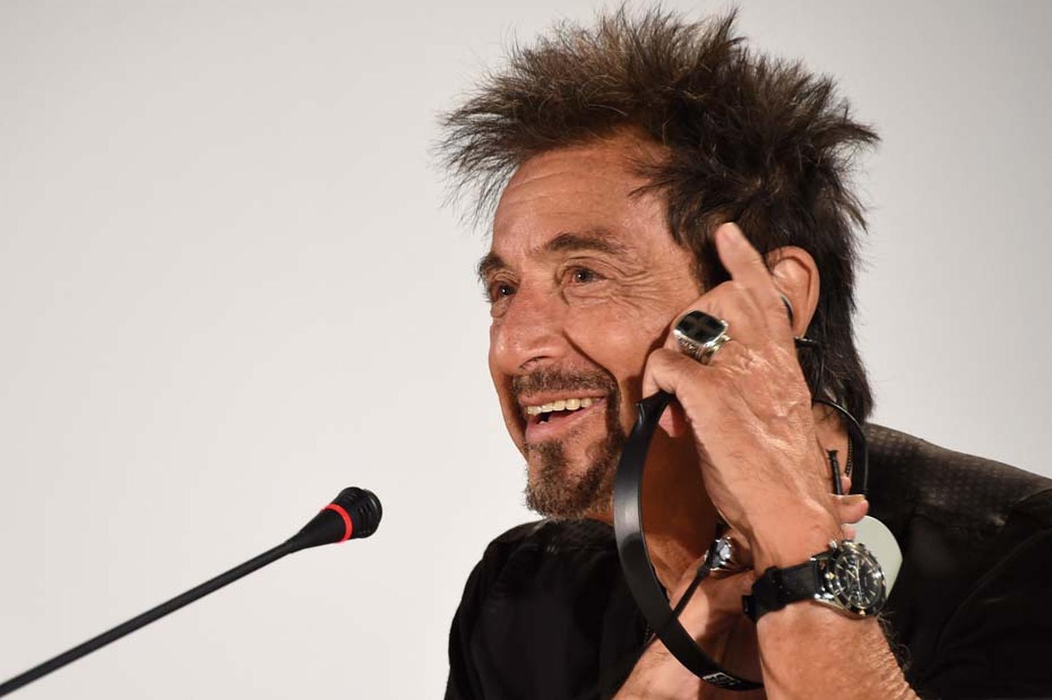 During the press conference to promote his films, The Humbling and Mangelhorn, Al Pacino was seen wearing a Jaeger-LeCoultre Deep Sea Vintage Chronograph watch.