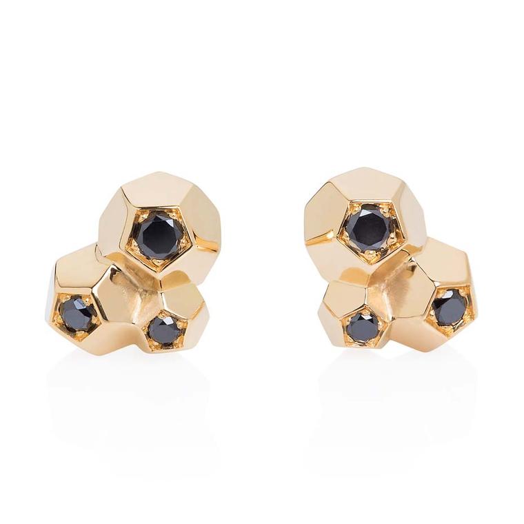 Ornella Iannuzi Rock It! earrings in rose gold with black diamonds, created in collaboration with Parisian jewellers Capet Joaillier.